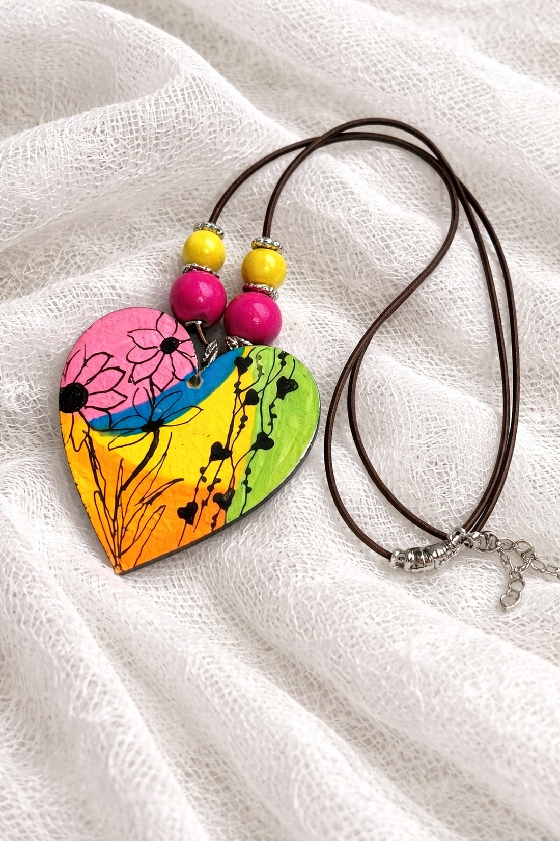 Colier cu pandantiv pictat manual,cadou pentru  iubita,mama,fiica ,prietena,educatoare 01941 - bijuterii - coliere - coliere cu pandative - Artynos.ro