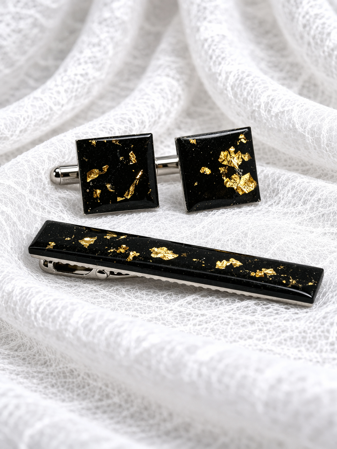 Butoni de cămașă si clemă cravată -Set cadou accesorii bărbați 01951 - bijuterii - butoni de manșetă - Artynos.ro