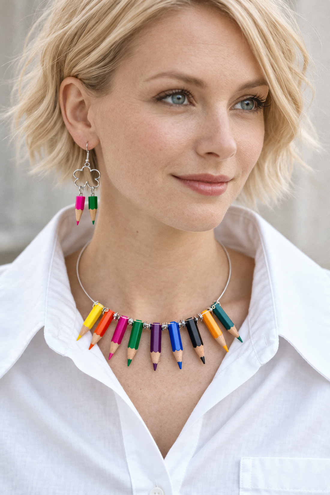 set bijuterii cu creioane colorate 01956 - bijuterii - seturi de bijuterii - Artynos.ro