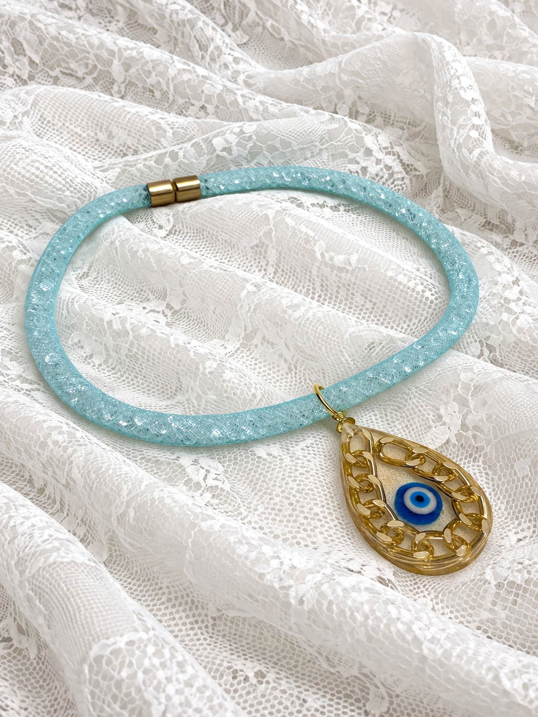 Colier tubular cu pandantiv din rasina 01970 - bijuterii - coliere - coliere cu pandative - Artynos.ro