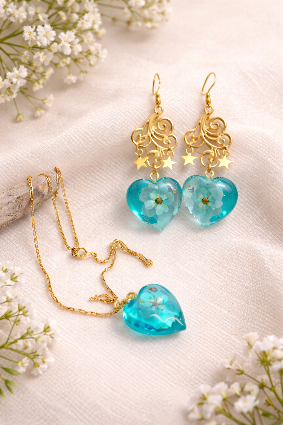 Set handmade fluturi din rasina 01993 - bijuterii - seturi de bijuterii - Artynos.ro