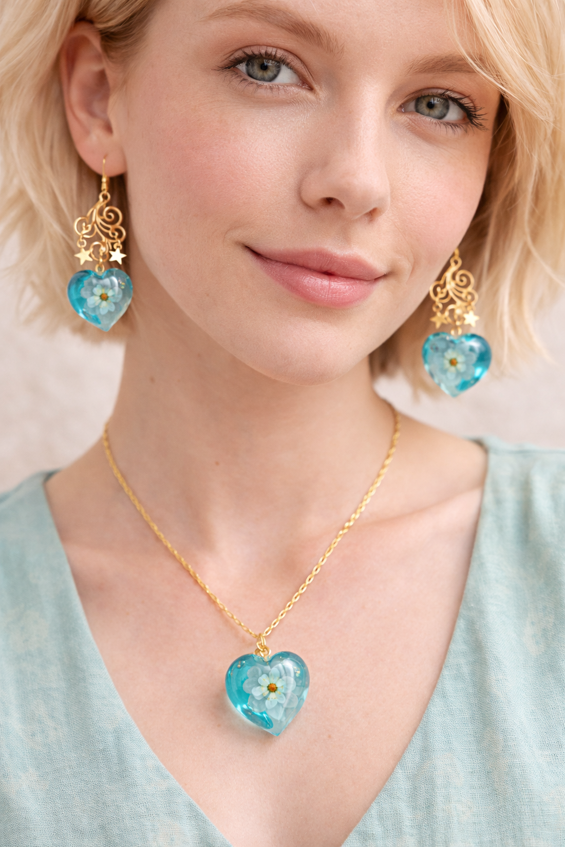 Set handmade fluturi din rasina 01993 - bijuterii - seturi de bijuterii - Artynos.ro