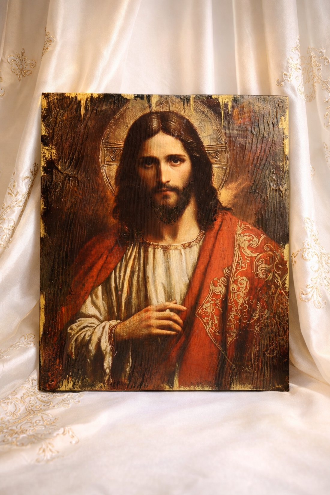 Set handmde unicat -icoana cu lumanare 01995 - casă & stil de viață - accesorii religioase - icoane cu sfinți - Artynos.ro