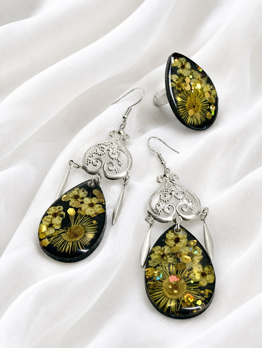 Set bijuterii cu flori de camp 02001 - bijuterii - seturi de bijuterii - Artynos.ro