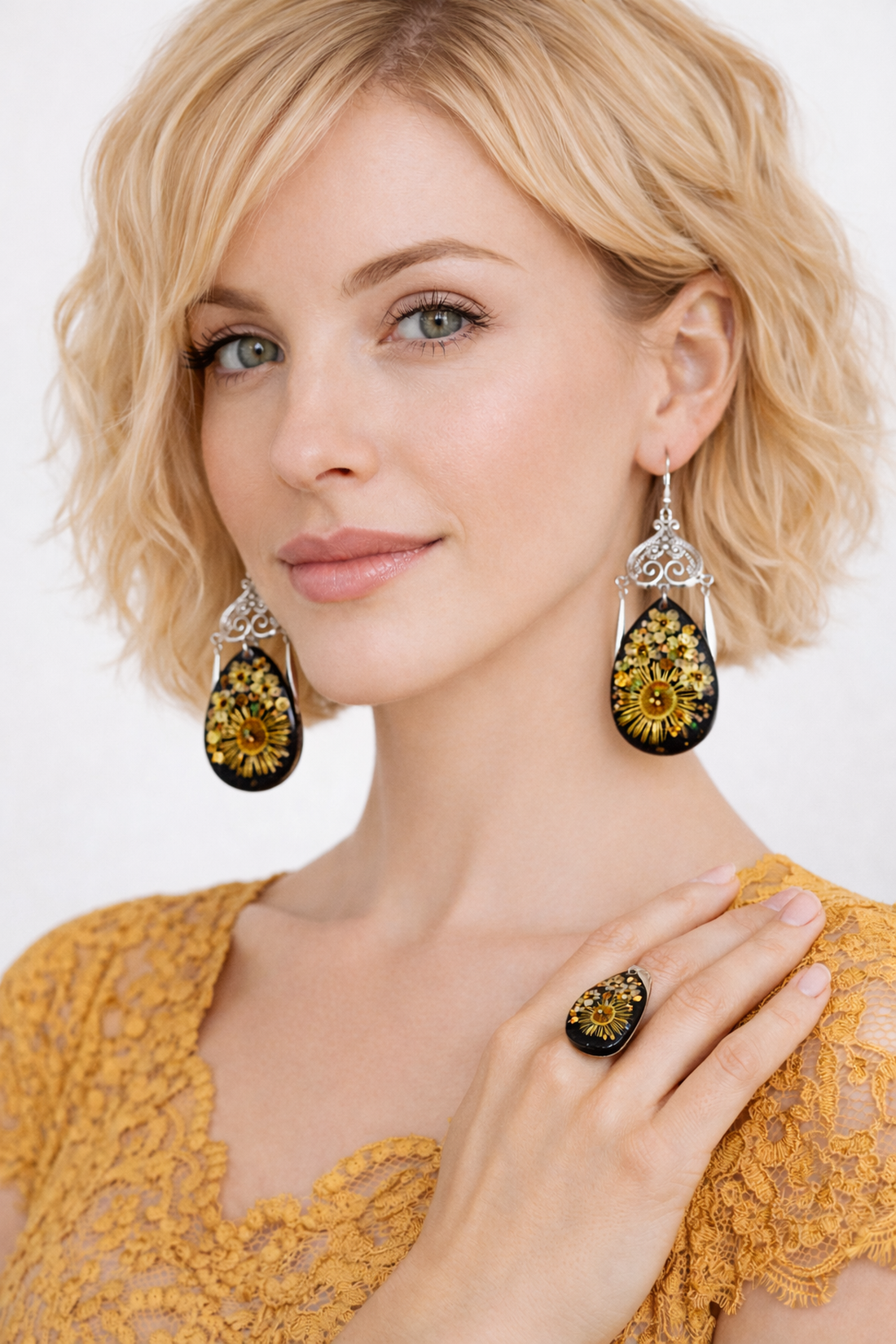 Set bijuterii cu flori de camp 02001 - bijuterii - seturi de bijuterii - Artynos.ro