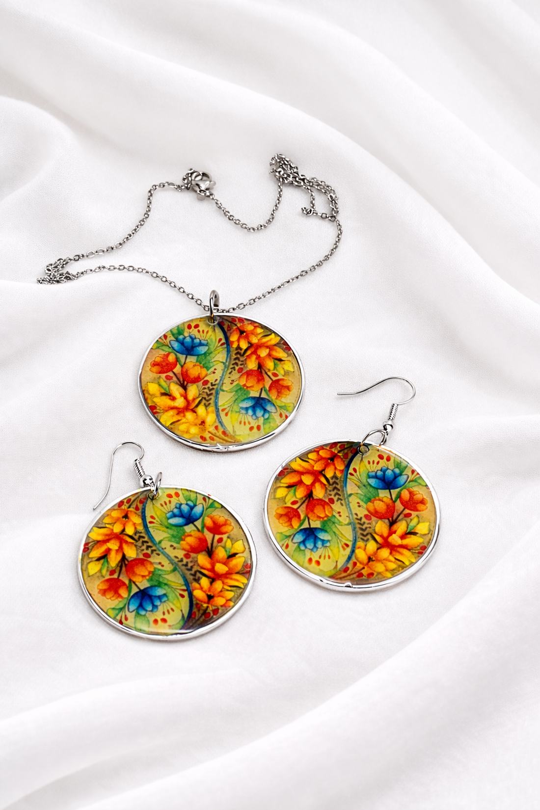 Set bijuterii motiv floral 02004 - bijuterii - seturi de bijuterii - Artynos.ro