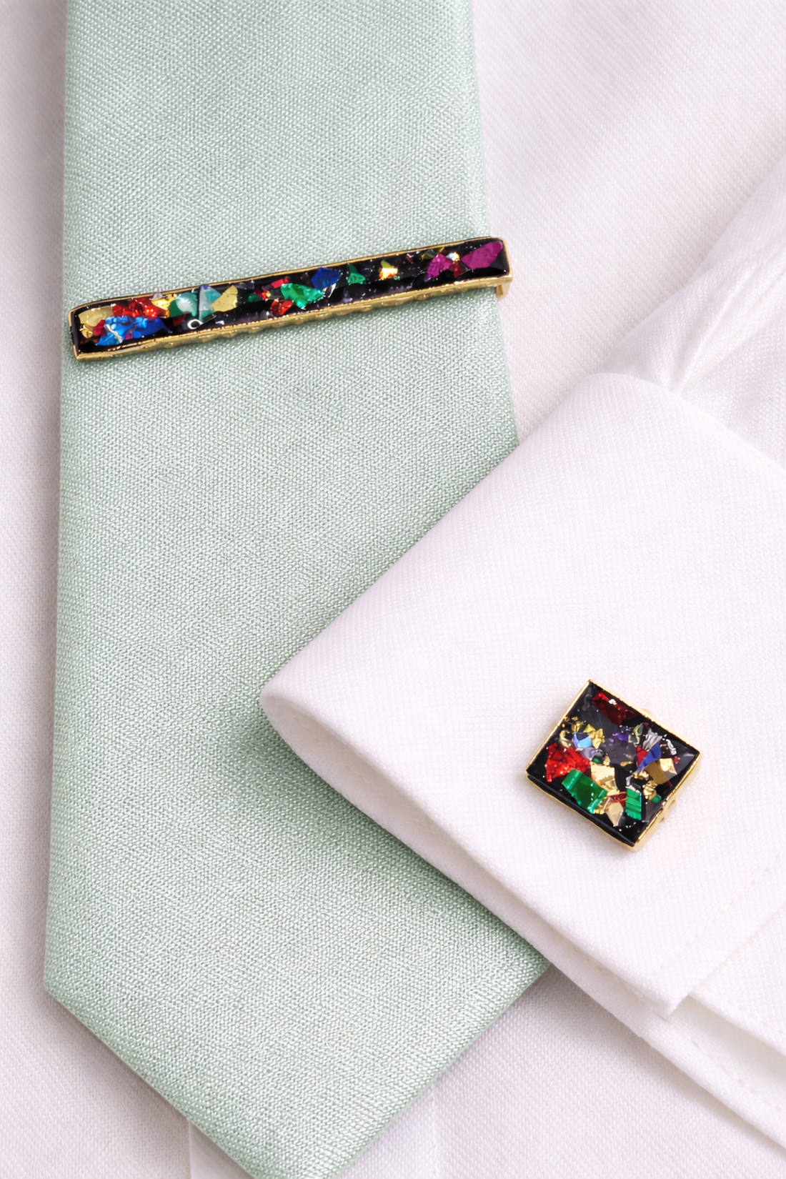  Butoni de cămașă si clemă cravată -Set cadou pentru bărbați 02007 - bijuterii - butoni de manșetă - Artynos.ro