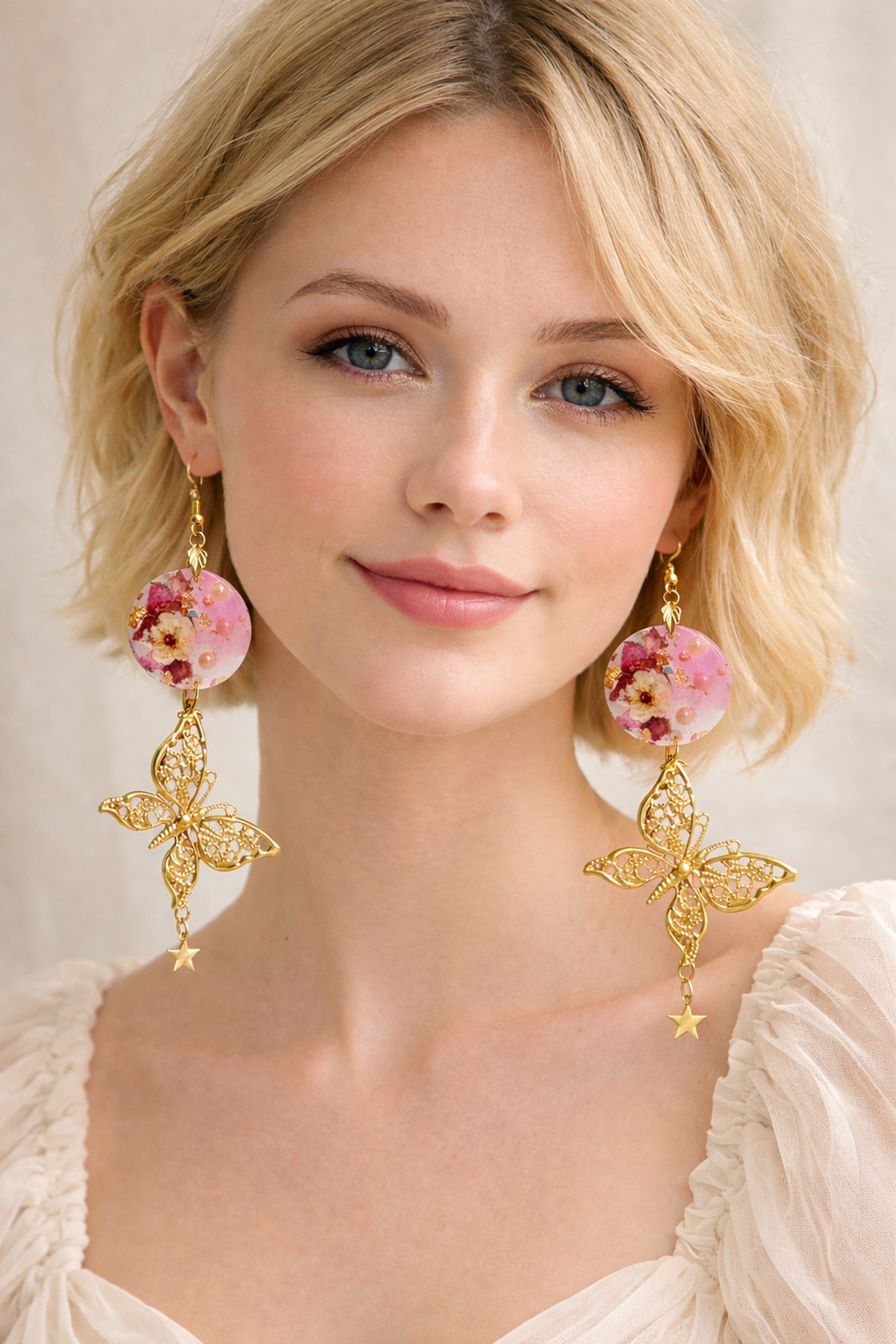 Cercei din rasina si flori naturale 02018 - bijuterii - cercei - cercei din rășină - Artynos.ro