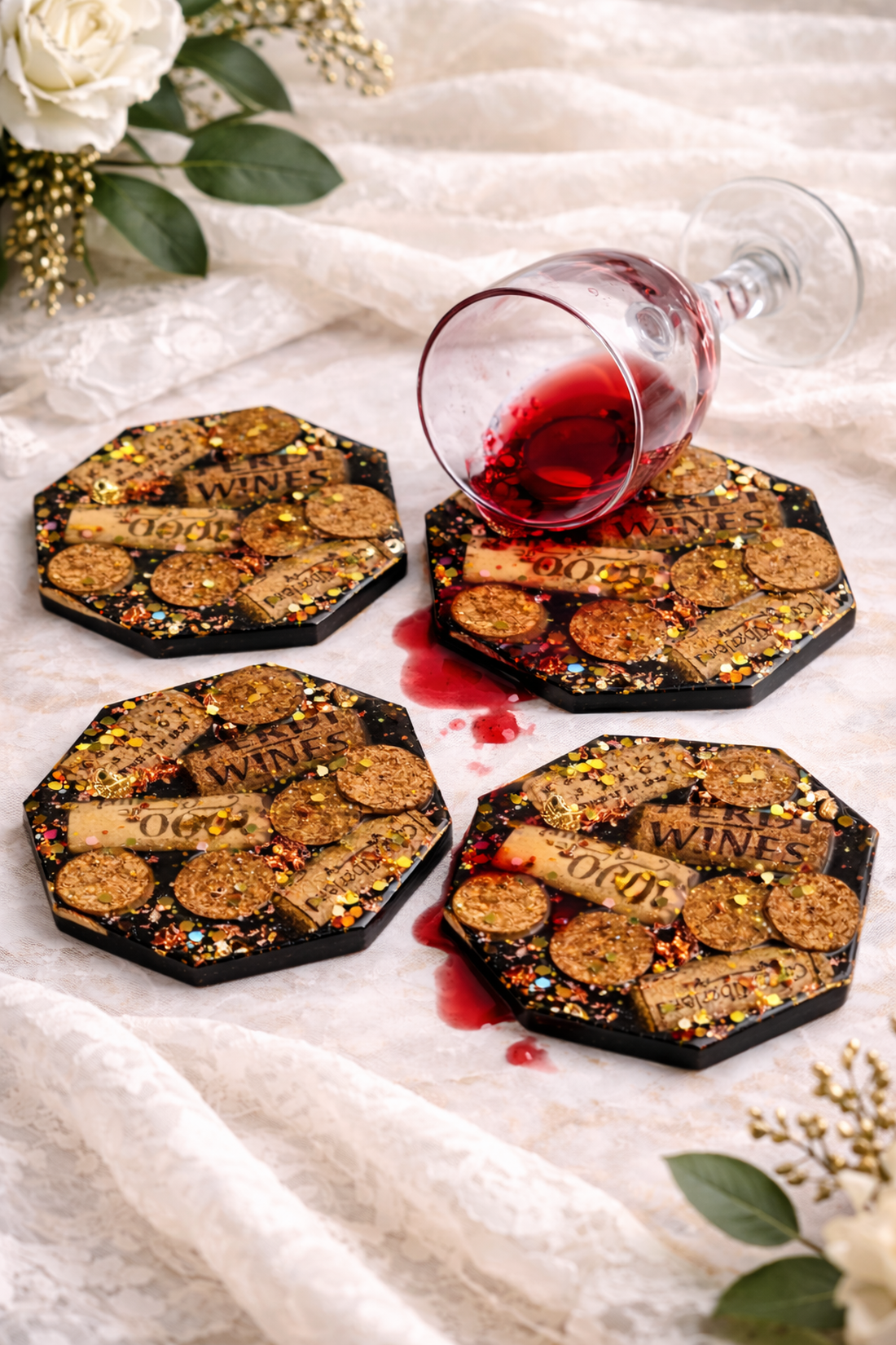 Set suport de pahare cu dopuri de vin 02026 - casă & stil de viață - echipamente de bucătărie - accesorii de servire - coastere - Artynos.ro