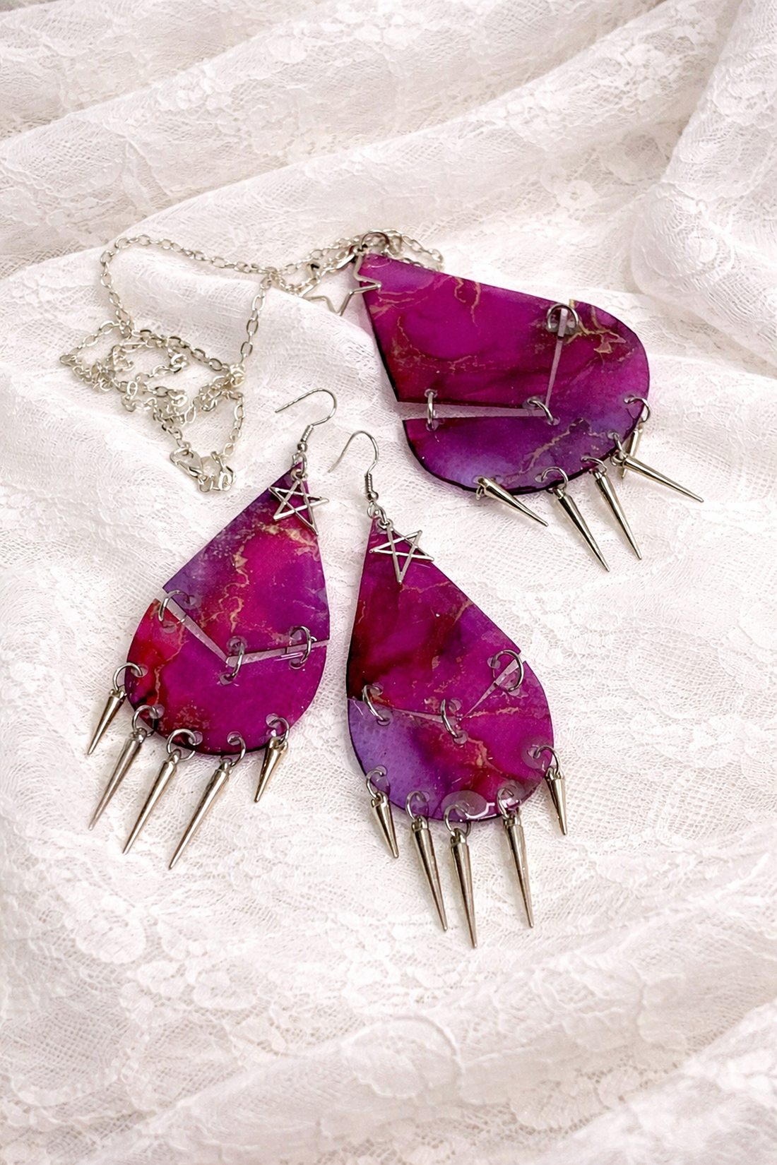 Set bijuterii pictat manual -din rasina 02027 - bijuterii - seturi de bijuterii - Artynos.ro