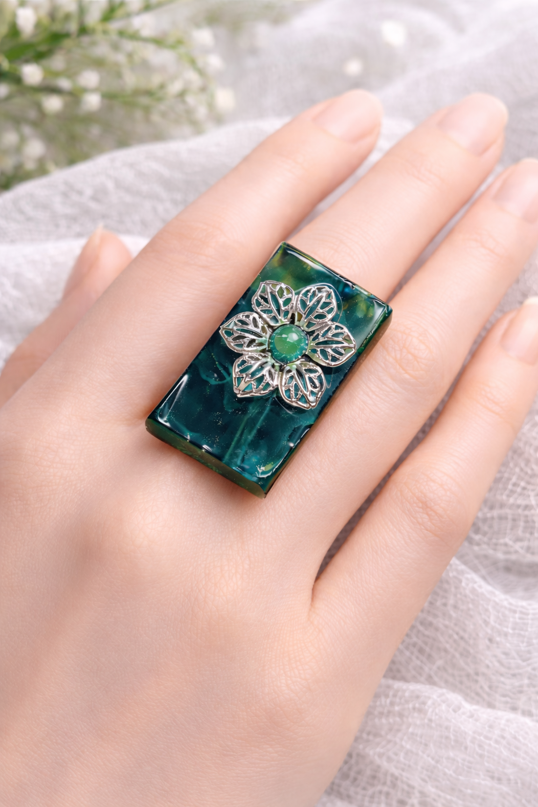 Inel unicat din rasina 02032 - bijuterii - inele - inele statement - Artynos.ro