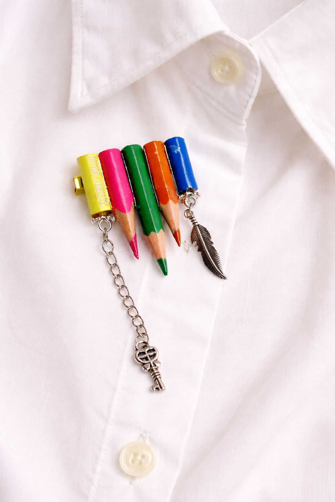 Broșă creioane colorate 02036 - bijuterii - broșe - Artynos.ro