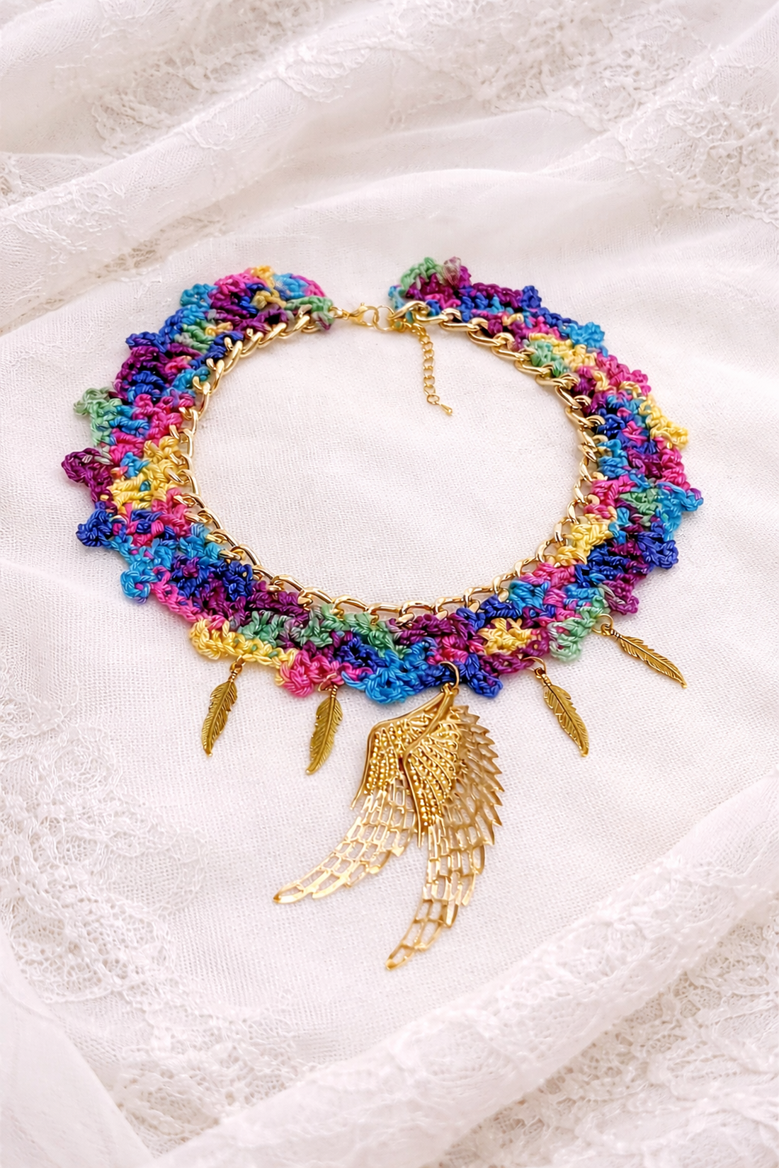 Set bijuterii Rainbow Wings - croșetat manual 20242 - bijuterii - seturi de bijuterii - Artynos.ro