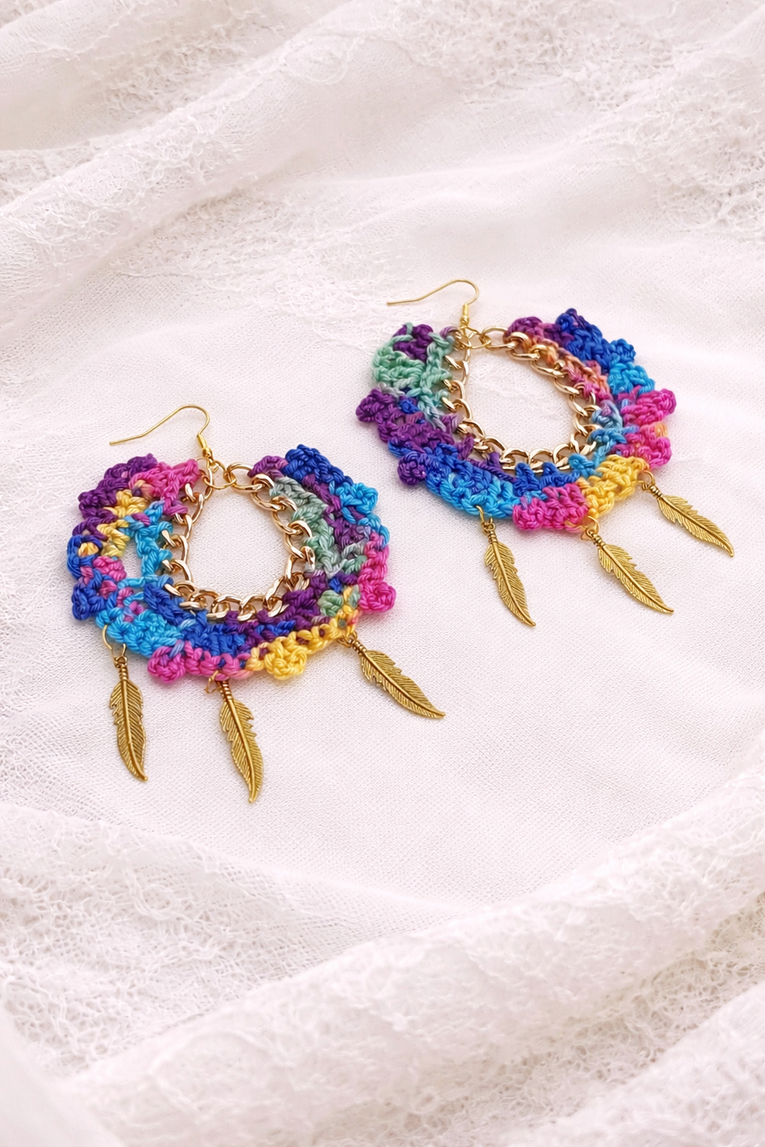 Set bijuterii Rainbow Wings - croșetat manual 20242 - bijuterii - seturi de bijuterii - Artynos.ro