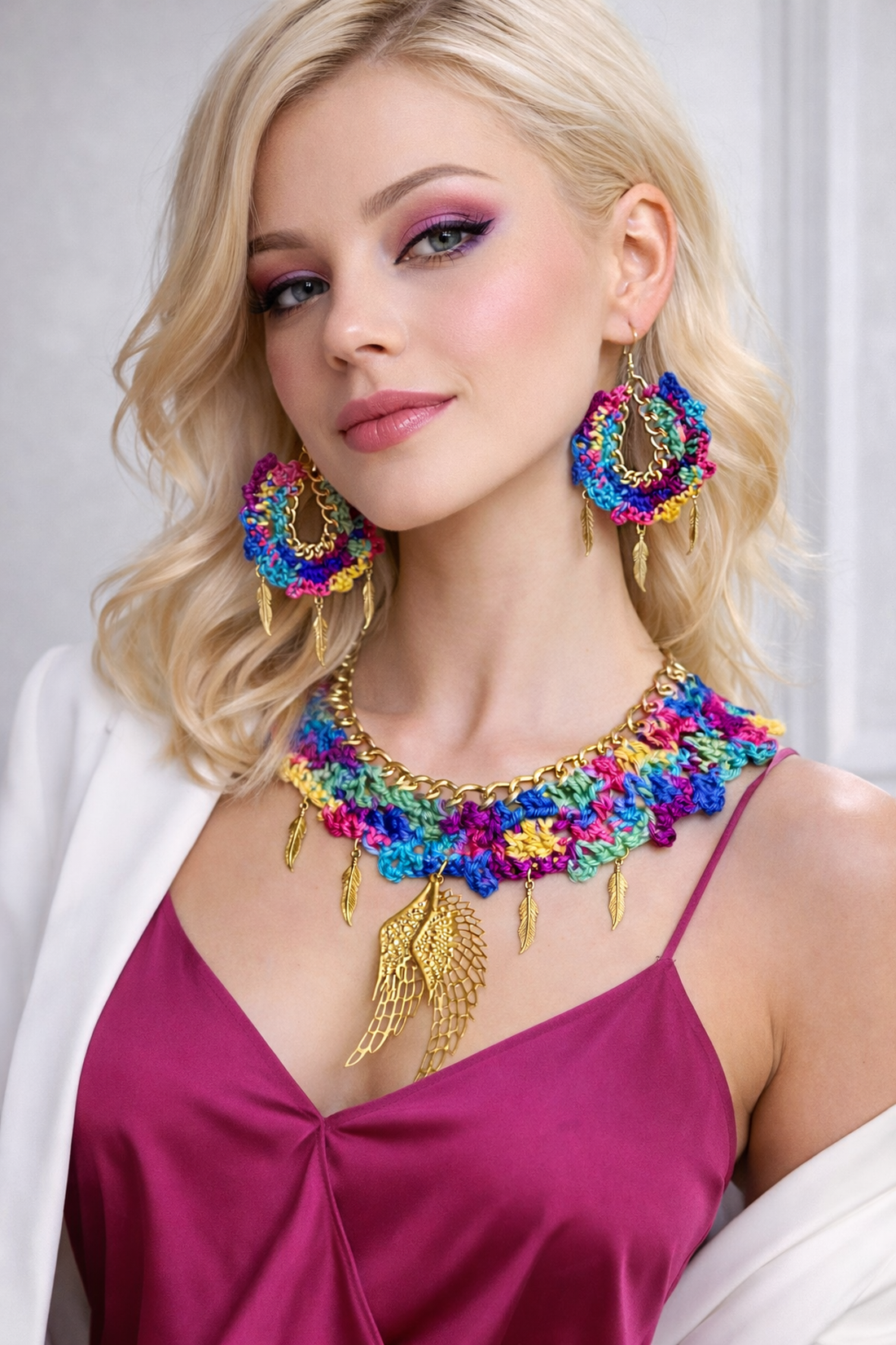 Set bijuterii Rainbow Wings - croșetat manual 20242 - bijuterii - seturi de bijuterii - Artynos.ro