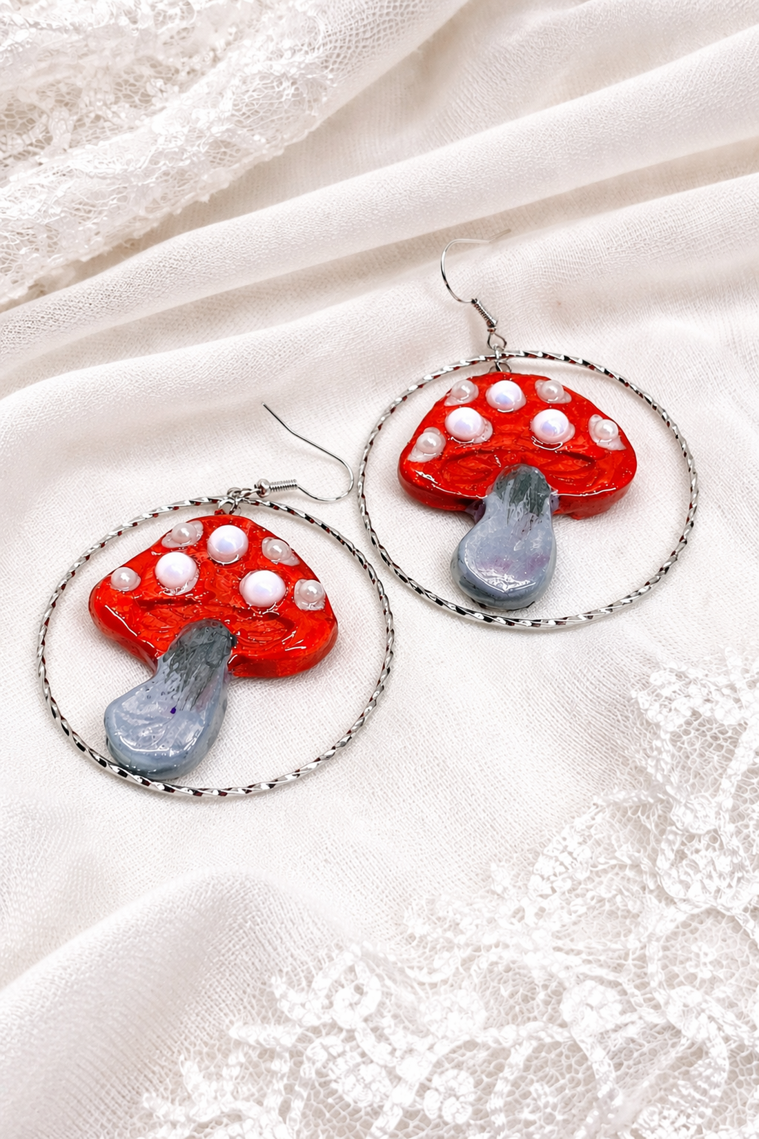 Cercei handmade ciupercute 02042 - bijuterii - cercei - cercei cu figurine - Artynos.ro