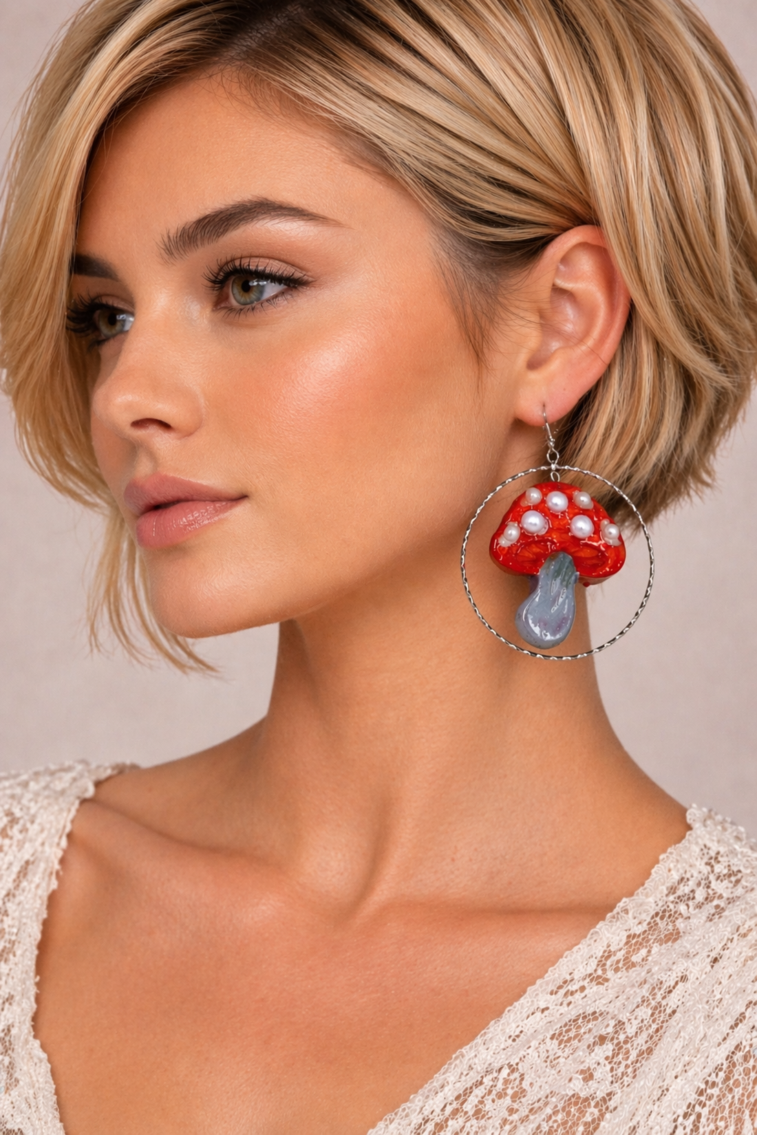 Cercei handmade ciupercute 02042 - bijuterii - cercei - cercei cu figurine - Artynos.ro