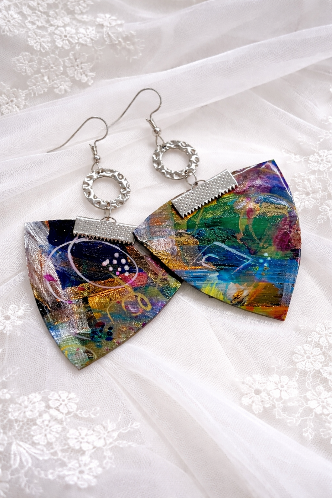 Cercei pictati manual 02050 - bijuterii - cercei - cercei din rășină - Artynos.ro