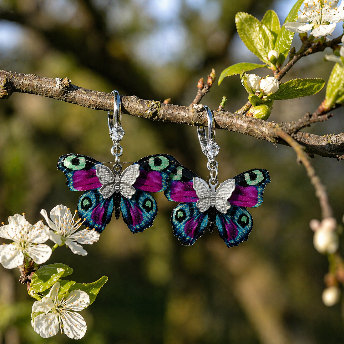 Cercei fluturi din rasina 02055 - bijuterii - cercei - cercei din rășină - Artynos.ro