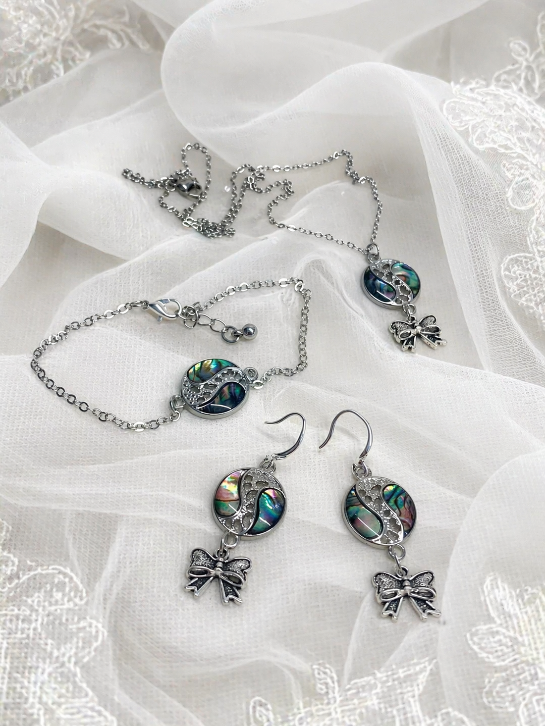 Set bijuterii cu scoici Abalone (Paua) 02058 - bijuterii - seturi de bijuterii - Artynos.ro