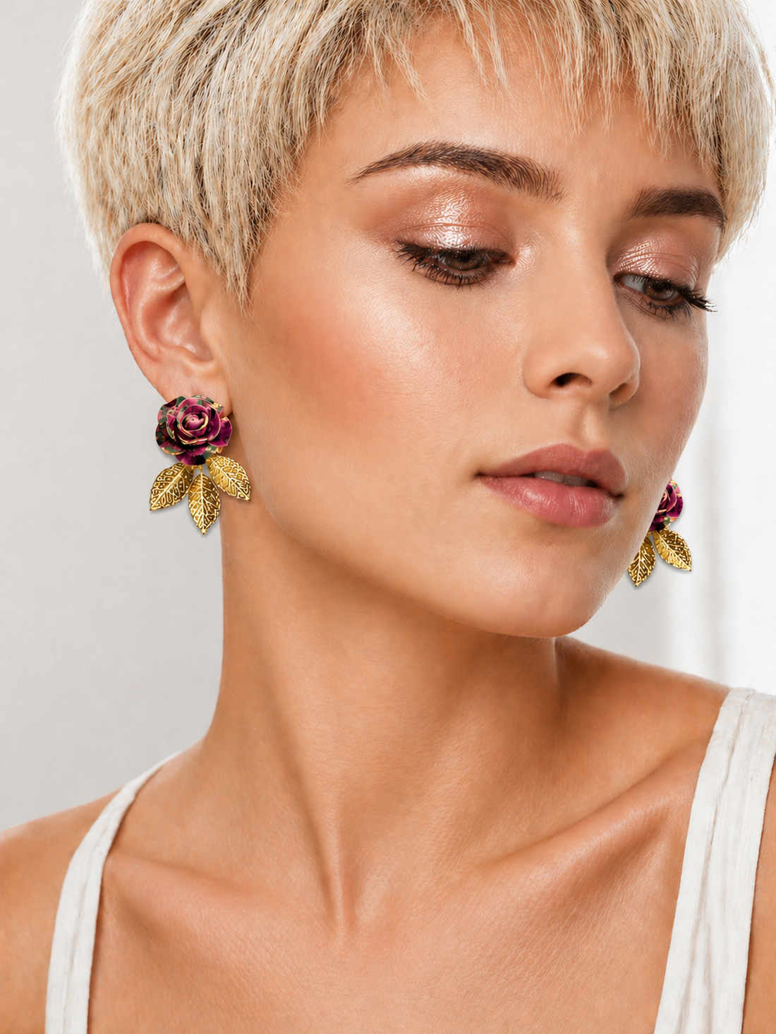 Cercei cu trandafiri 02061 - bijuterii - cercei - cercei din rășină - Artynos.ro