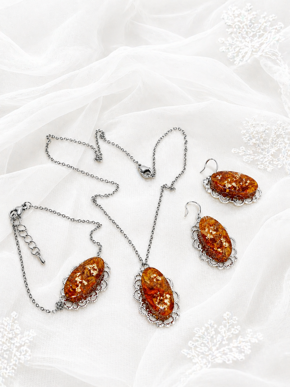 Set bijuterii cu Trandafiri 02063 - bijuterii - seturi de bijuterii - Artynos.ro