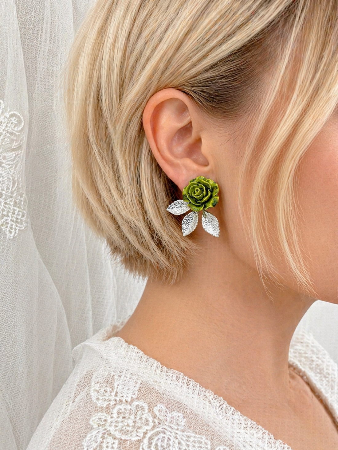 Cercei cu trandafiri 02062 - bijuterii - cercei - cercei din rășină - Artynos.ro