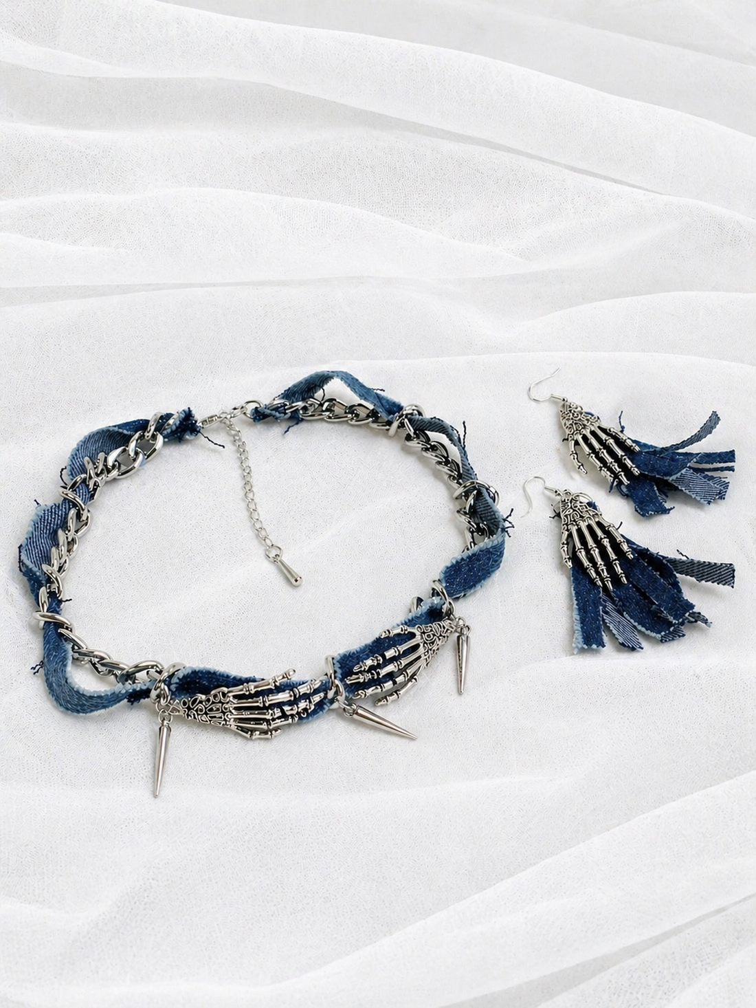 Set bijuterii din denim ( blugi ) 02030 - bijuterii - seturi de bijuterii - Artynos.ro