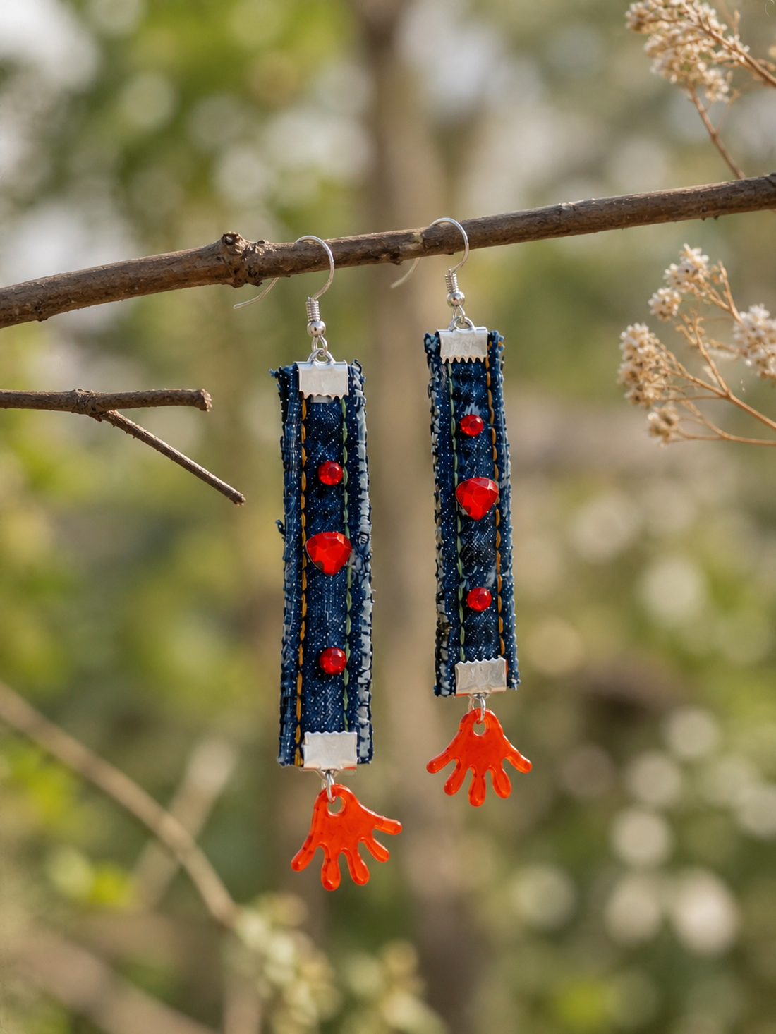 Cercei din denim - blugi 02046 - bijuterii - cercei - cercei lungi - Artynos.ro