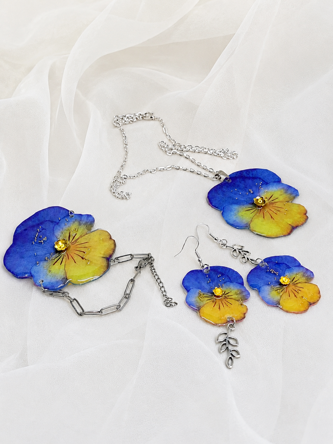 Set bijuterii Panseluțe rașină 01886 - bijuterii - seturi de bijuterii - Artynos.ro