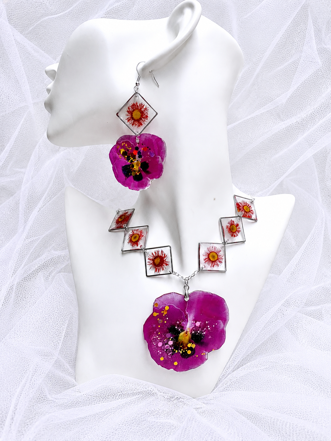 Set bijuterii Panseluțe rasina 02133 - bijuterii - seturi de bijuterii - Artynos.ro
