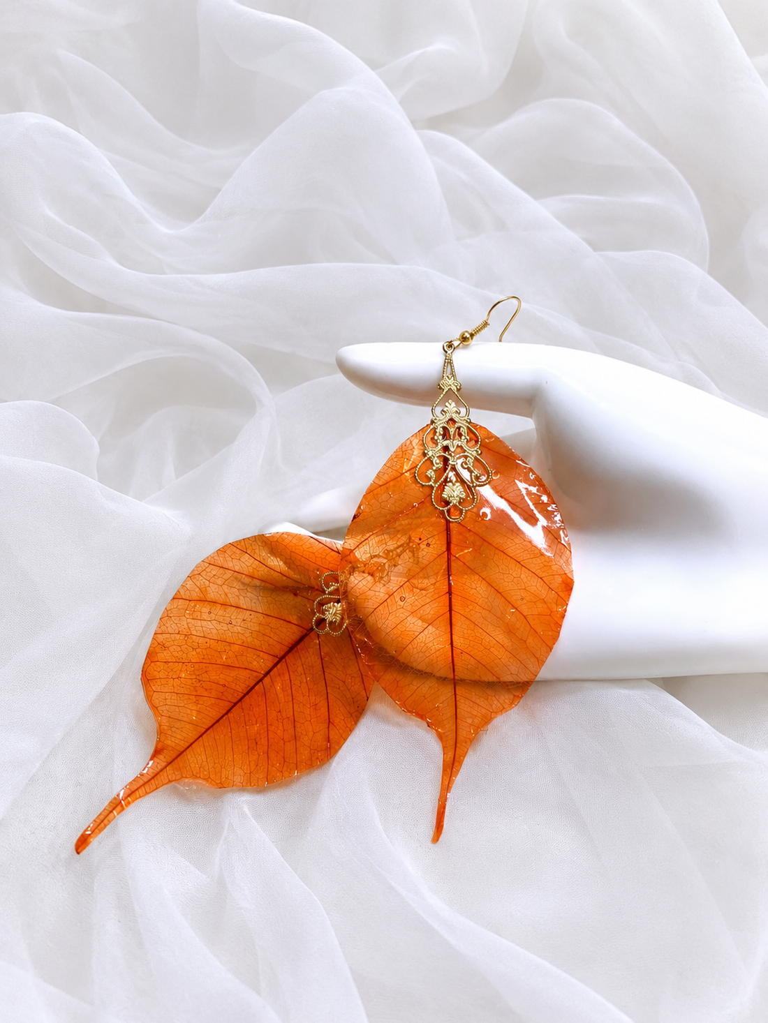 Set bijuterii cu frunze Magnolie 02159 - bijuterii - seturi de bijuterii - Artynos.ro