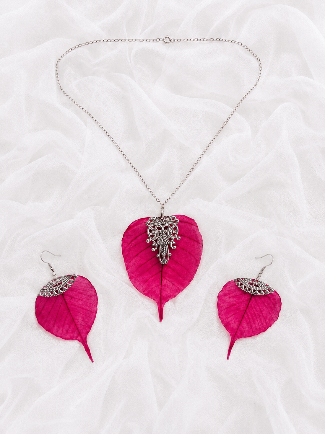Set bijuterii cu frunze Magnolie 02164 - bijuterii - seturi de bijuterii - Artynos.ro