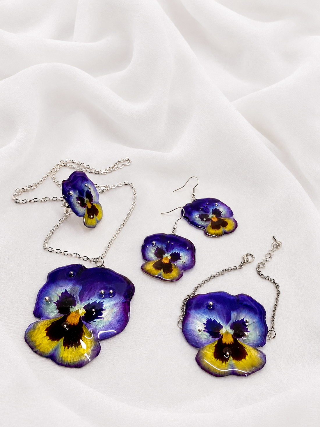 Set bijuterii Panseluțe rașină 02169 - bijuterii - seturi de bijuterii - Artynos.ro