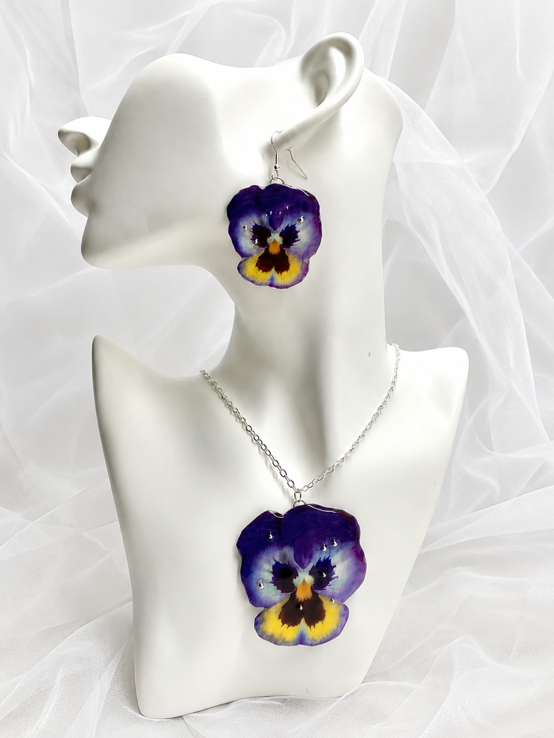 Set bijuterii Panseluțe rașină 02169 - bijuterii - seturi de bijuterii - Artynos.ro