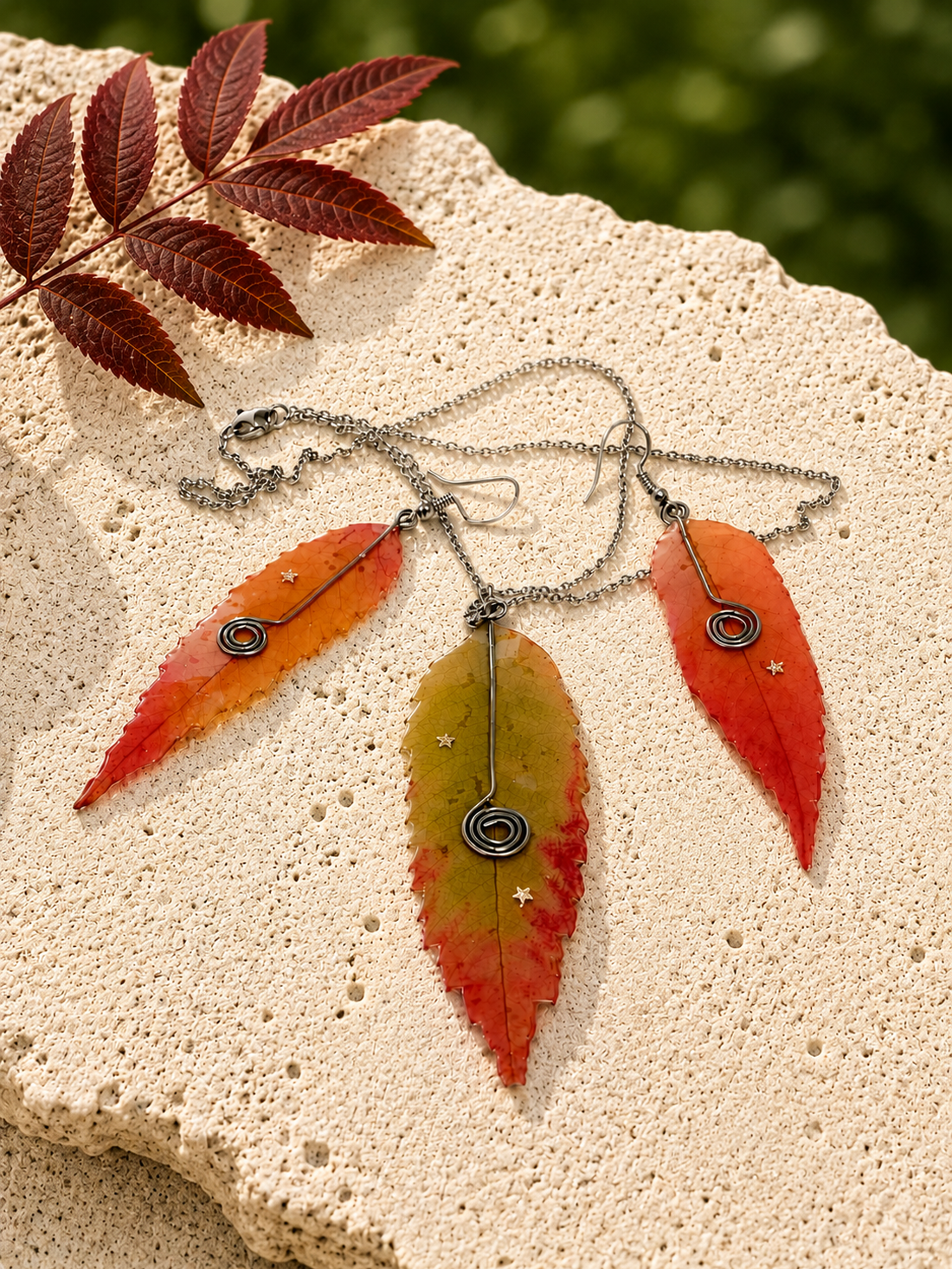 Set bijuterii frunze 02271 - bijuterii - seturi de bijuterii - Artynos.ro