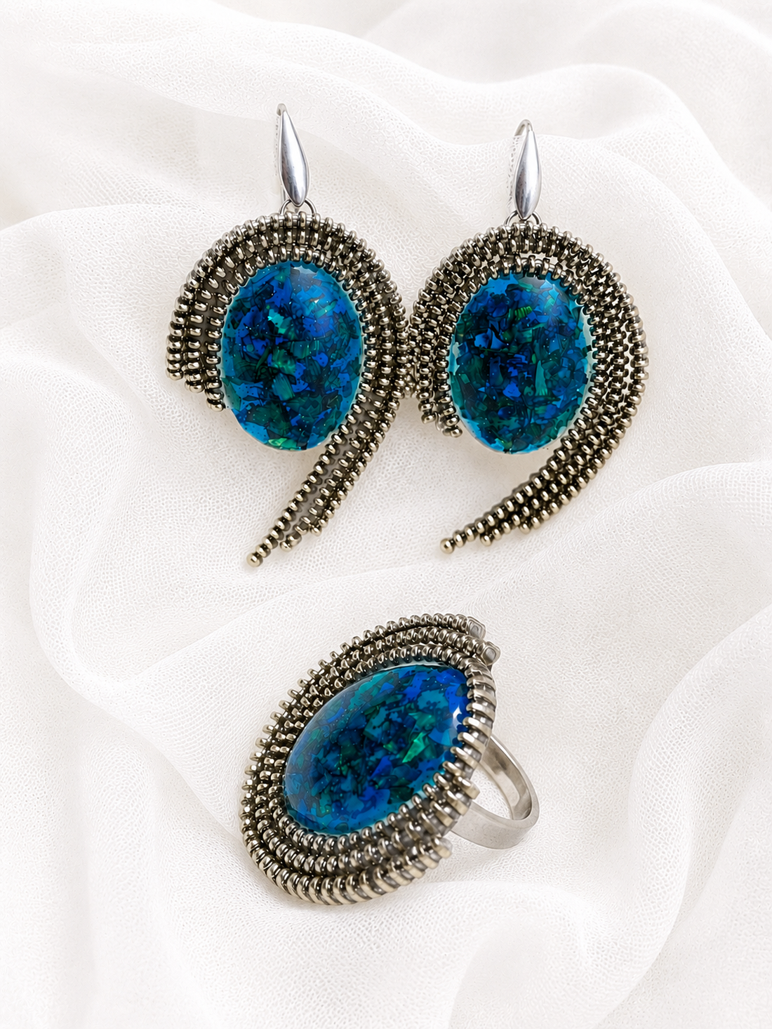 Set bijuterii rasina-flori 02326 - bijuterii - seturi de bijuterii - Artynos.ro