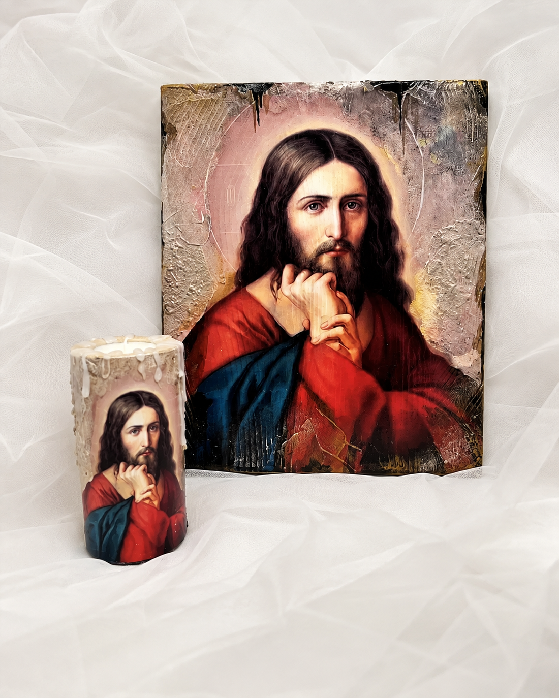 Set icoana-suport lumanare 02350 - casă & stil de viață - accesorii religioase - binecuvântarea casei - Artynos.ro