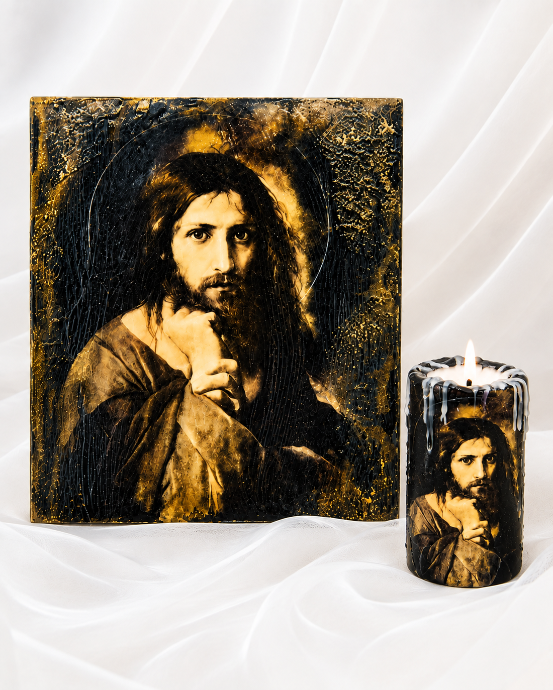 Set icoana-suport lumanare 02354 - casă & stil de viață - accesorii religioase - binecuvântarea casei - Artynos.ro