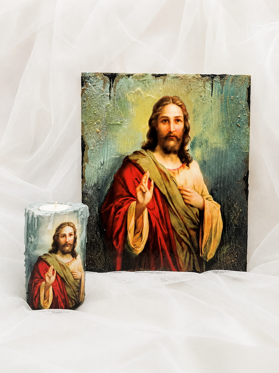 Set icoana-suport lumanare 02361 - casă & stil de viață - accesorii religioase - binecuvântarea casei - Artynos.ro