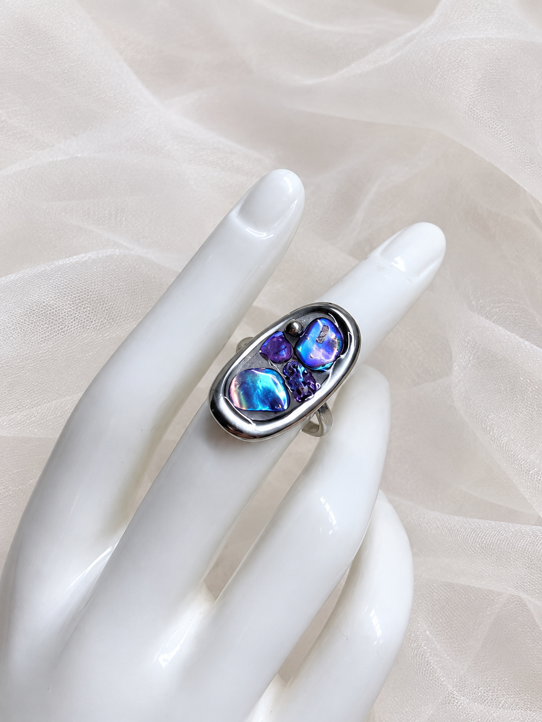 Inel Abalone (Paua) 02447 - bijuterii - inele - inele statement - Artynos.ro