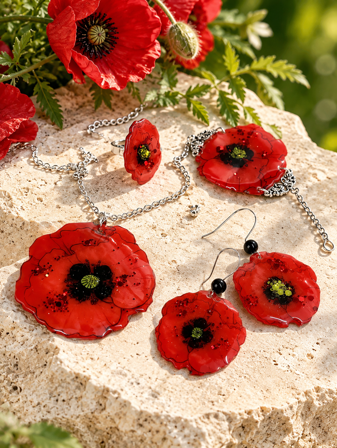 set bijuterii  handmade unicat din rășină 00667 - bijuterii - seturi de bijuterii - Artynos.ro