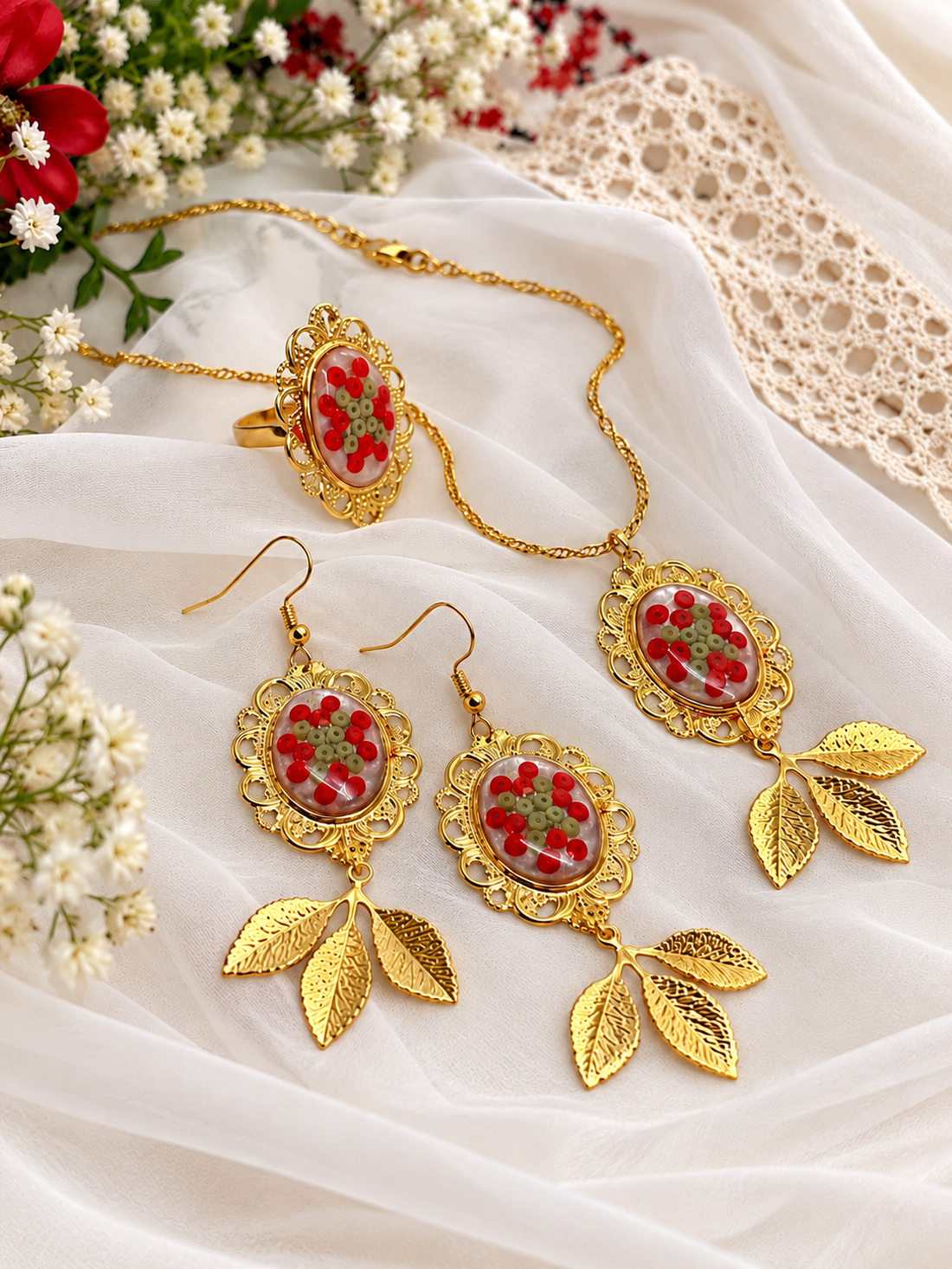 Set bijuterii motiv traditional popular 02216 - bijuterii - seturi de bijuterii - Artynos.ro