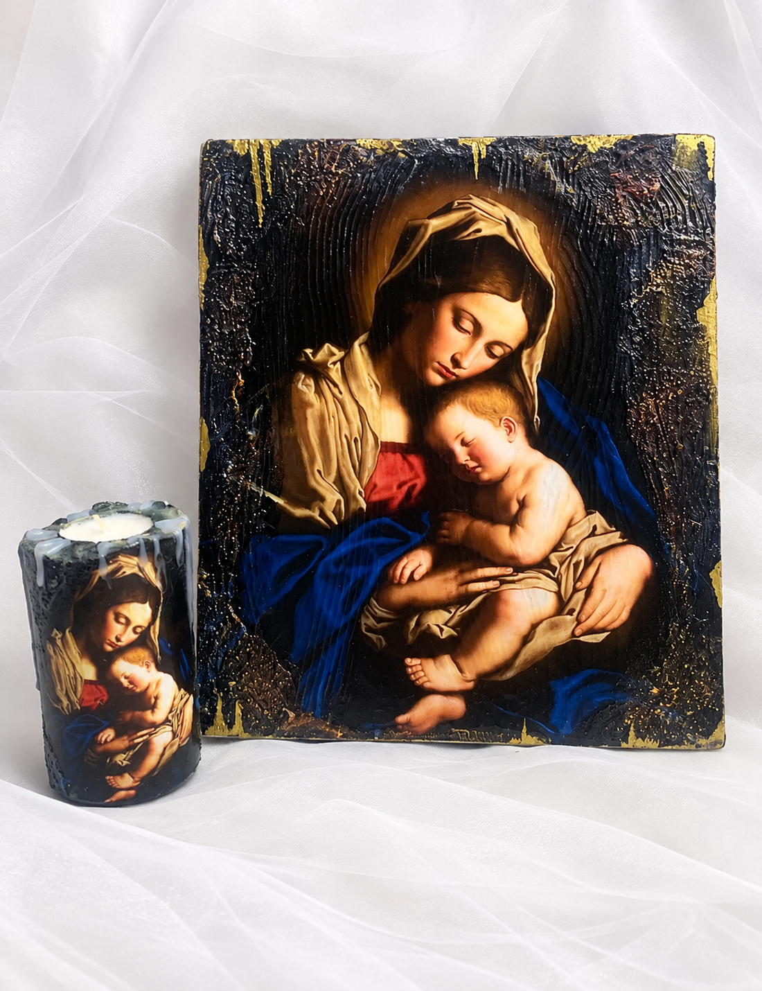 Set icoana-suport lumanare 02553 - casă & stil de viață - accesorii religioase - binecuvântarea casei - Artynos.ro