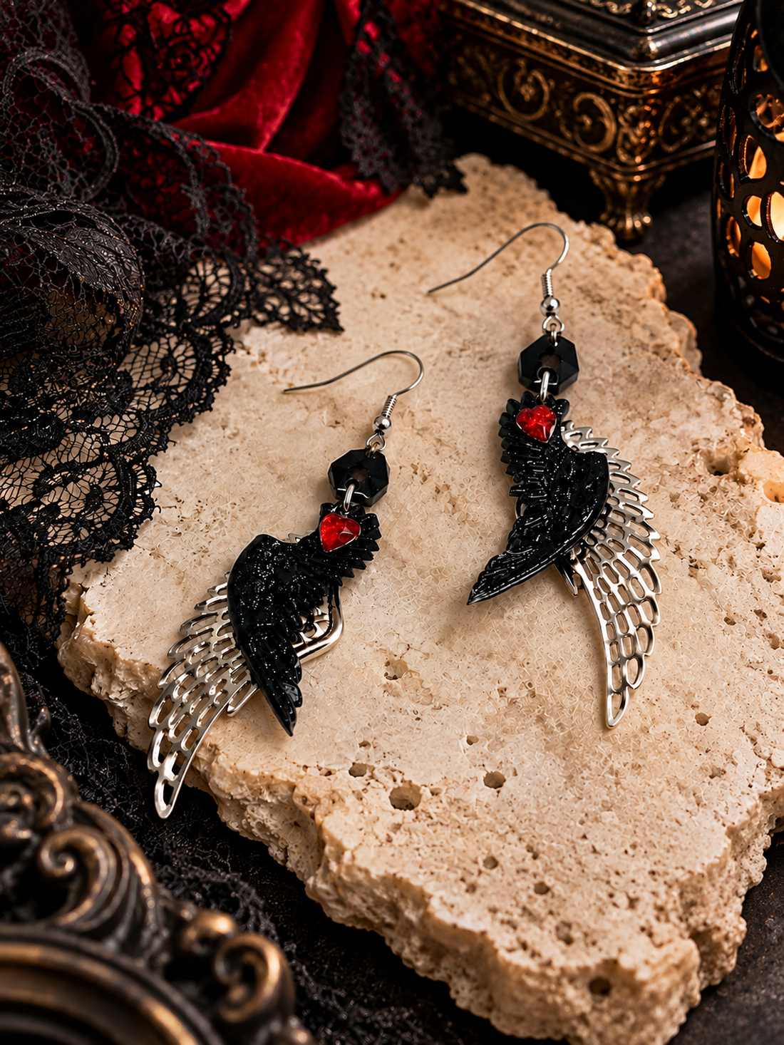 Cercei Gothic Romantic 02585 - bijuterii - cercei - cercei din rășină - Artynos.ro