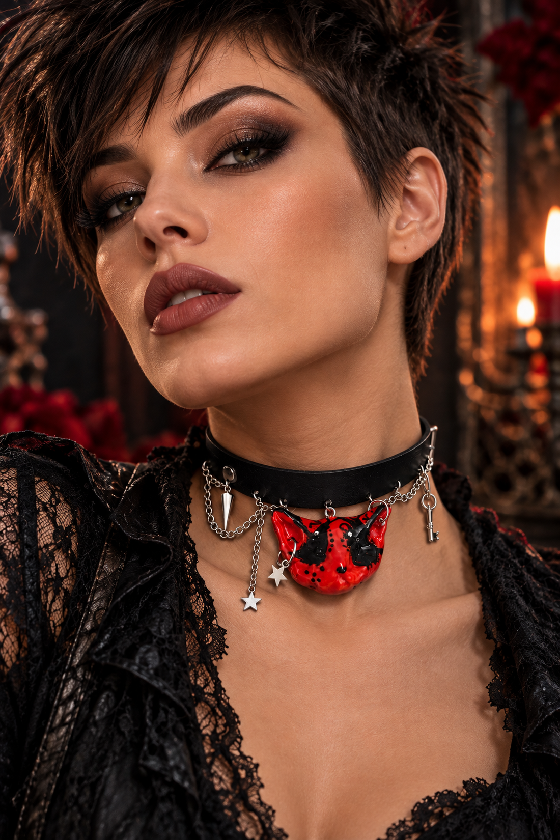 Colier-Chocker gothik 02614 - bijuterii - coliere - chockere - Artynos.ro