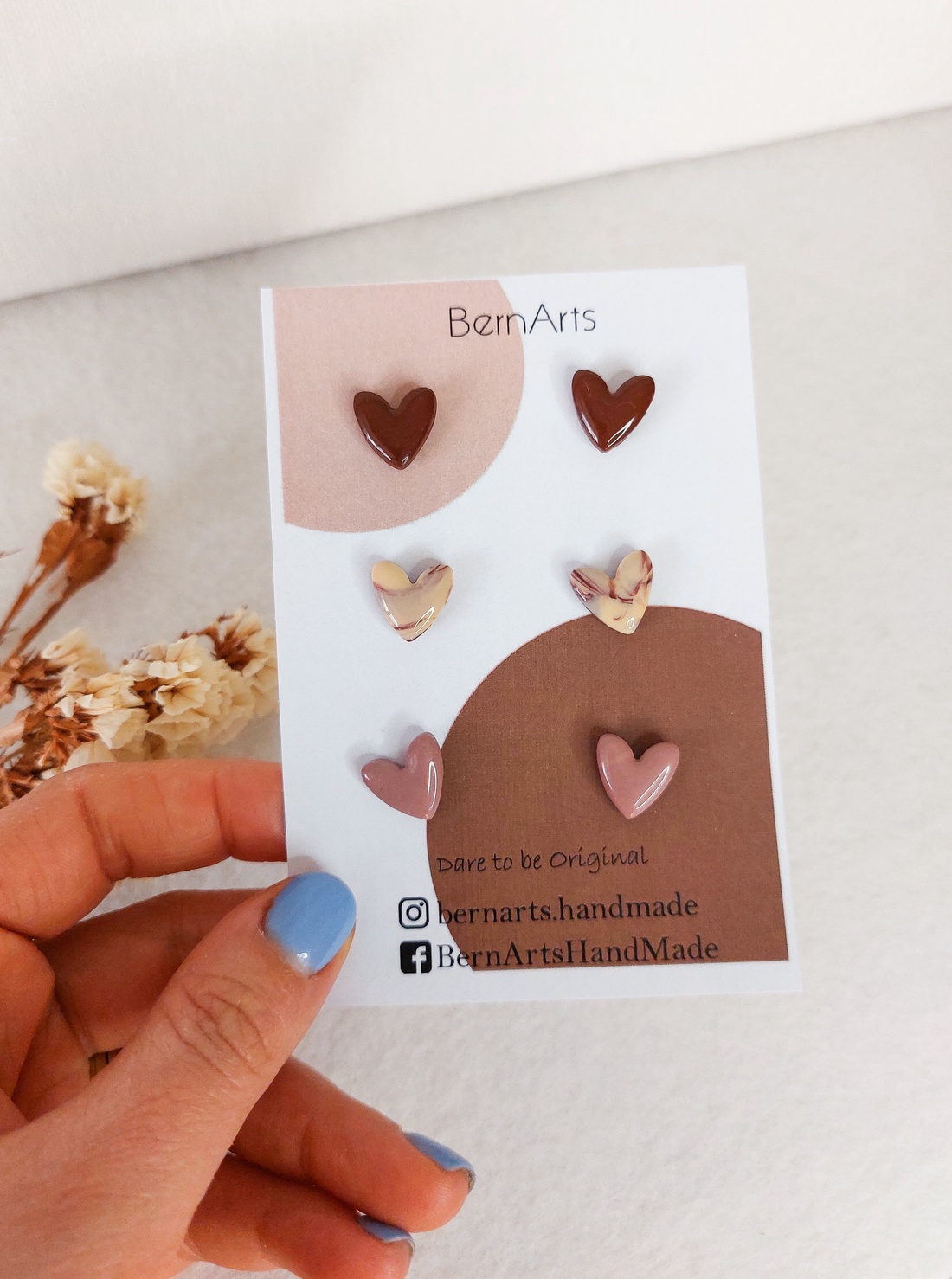 Set de Cercei - Inimioare - Latte  - bijuterii - cercei - cercei din rășină - Artynos.ro