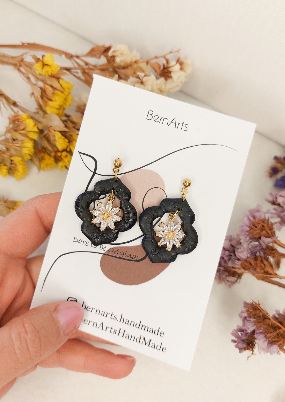 Cercei Eleganti - Negru - Lut Polimeric/ Otel inoxidabil - bijuterii - cercei - cercei lungi - Artynos.ro