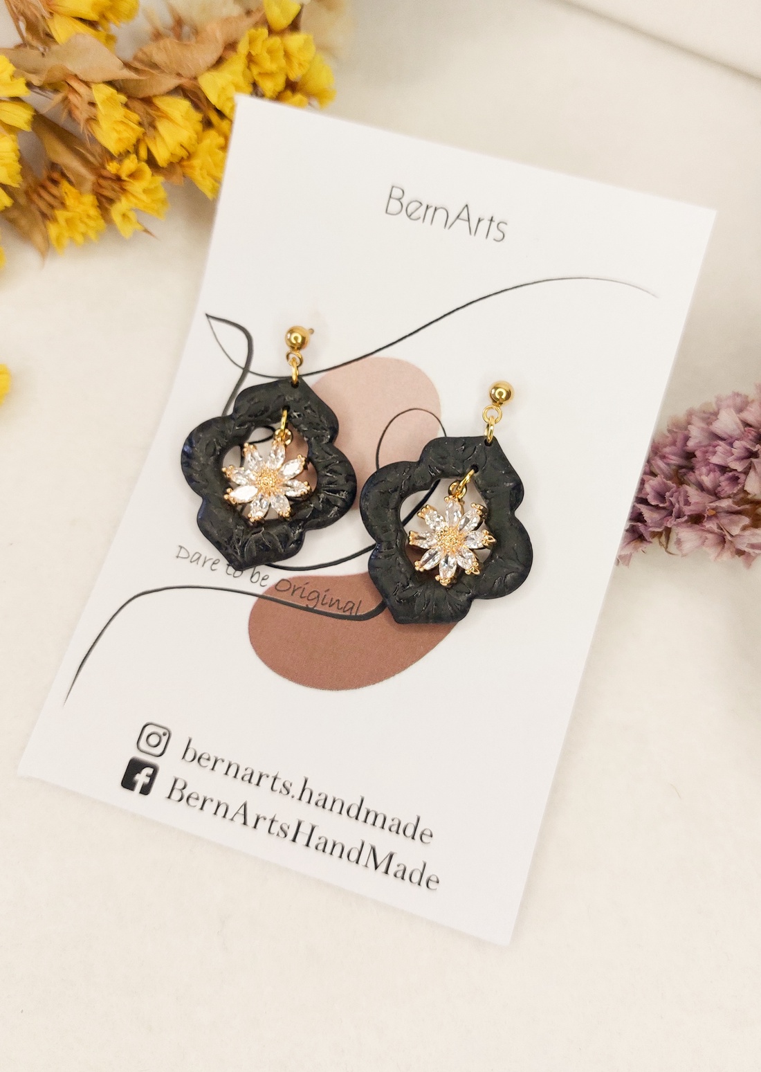 Cercei Eleganti - Negru - Lut Polimeric/ Otel inoxidabil - bijuterii - cercei - cercei lungi - Artynos.ro