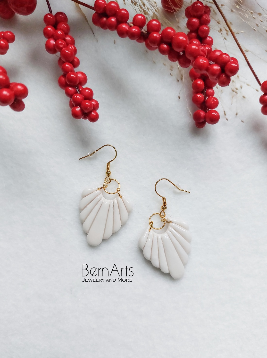 Cercei Mireasa Alb  Statement Minimal Boho - accesorii nuntă - bijuterii mireasă - cercei mireasă - Artynos.ro